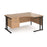 Maestro 25 right hand ergonomic corner desk with 2 drawer pedestal Desking Dams Beech Black 1600mm x 1200mm