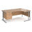 Maestro 25 right hand ergonomic corner desk with 2 drawer pedestal Desking Dams Beech Silver 1800mm x 1200mm