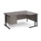 Maestro 25 right hand ergonomic corner desk with 2 drawer pedestal Desking Dams Grey Oak Black 1600mm x 1200mm