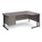Maestro 25 right hand ergonomic corner desk with 2 drawer pedestal Desking Dams Grey Oak Black 1800mm x 1200mm
