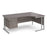 Maestro 25 right hand ergonomic corner desk with 2 drawer pedestal Desking Dams Grey Oak Silver 1800mm x 1200mm