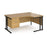 Maestro 25 right hand ergonomic corner desk with 2 drawer pedestal Desking Dams Oak Black 1600mm x 1200mm