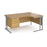 Maestro 25 right hand ergonomic corner desk with 2 drawer pedestal Desking Dams Oak Silver 1600mm x 1200mm