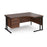 Maestro 25 right hand ergonomic corner desk with 2 drawer pedestal Desking Dams Walnut Black 1600mm x 1200mm