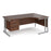 Maestro 25 right hand ergonomic corner desk with 2 drawer pedestal Desking Dams Walnut Silver 1800mm x 1200mm