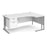 Maestro 25 right hand ergonomic corner desk with 2 drawer pedestal Desking Dams White Silver 1800mm x 1200mm