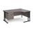 Maestro 25 right hand ergonomic corner desk with 3 drawer pedestal Desking Dams Grey Oak Black 1600mm x 1200mm