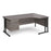 Maestro 25 right hand ergonomic corner desk with 3 drawer pedestal Desking Dams Grey Oak Black 1800mm x 1200mm