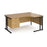 Maestro 25 right hand ergonomic corner desk with 3 drawer pedestal Desking Dams Oak Black 1600mm x 1200mm