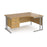 Maestro 25 right hand ergonomic corner desk with 3 drawer pedestal Desking Dams Oak Silver 1600mm x 1200mm