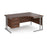 Maestro 25 right hand ergonomic corner desk with 3 drawer pedestal Desking Dams Walnut Silver 1600mm x 1200mm