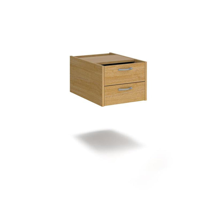 Maestro 25 shallow 2 drawer fixed pedestal for 600mm deep desks Wooden Storage Dams Oak 
