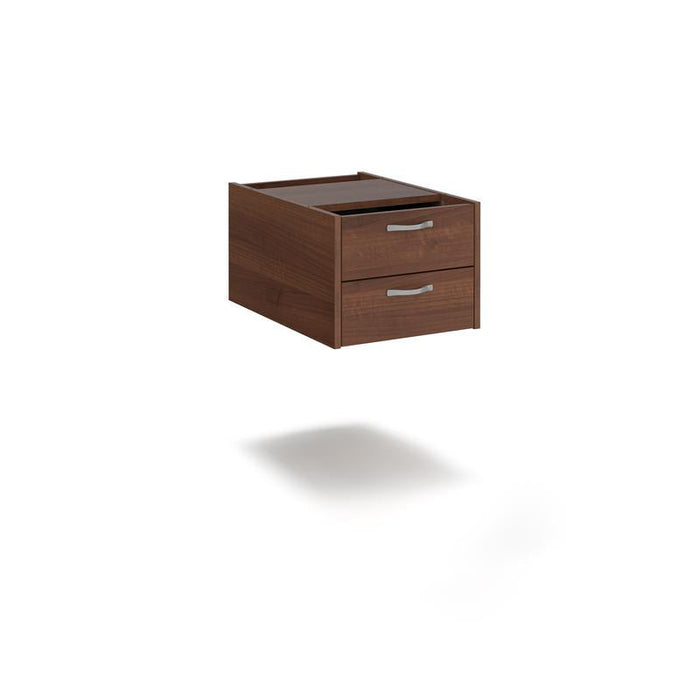 Maestro 25 shallow 2 drawer fixed pedestal for 600mm deep desks Wooden Storage Dams Walnut 