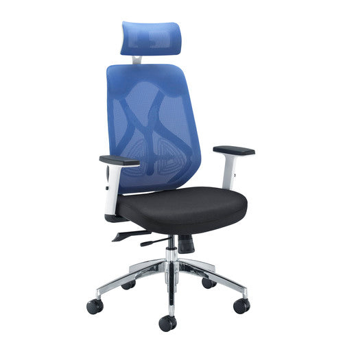 Maldini Mesh Back Office Chair -White Frame Mesh Office Chairs TC Group Blue 