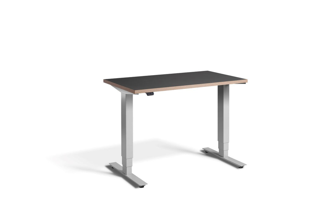 Mini Height Adjustable Desk 1000 x 600mm Desking Lavoro Silver Graphite / Ply Edge 