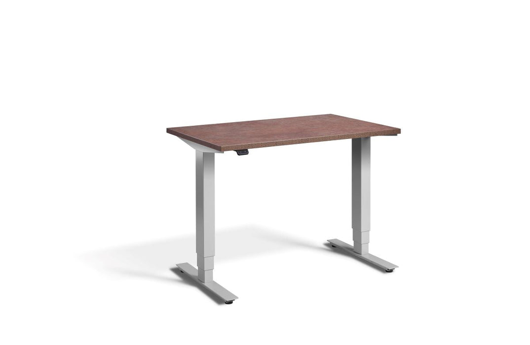 Mini Height Adjustable Desk 1000 x 600mm Desking Lavoro Silver Timber 