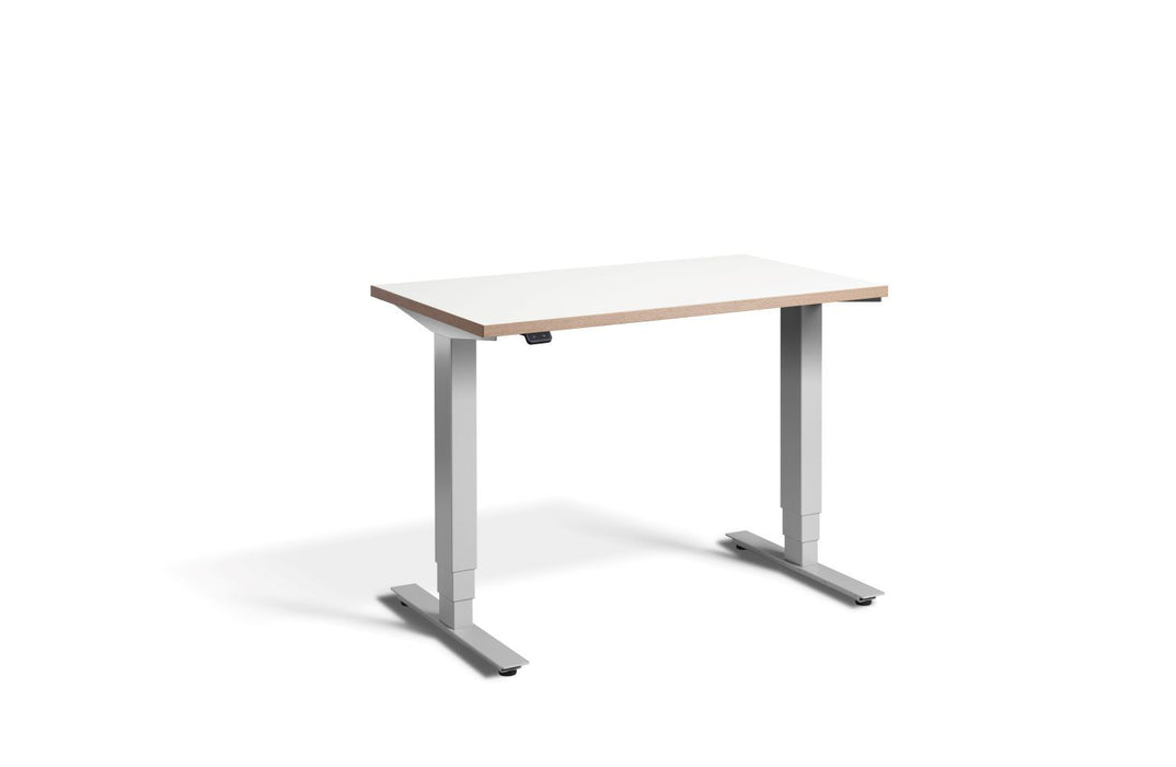Mini Height Adjustable Desk 1000 x 600mm Desking Lavoro Silver White / Ply Edge 