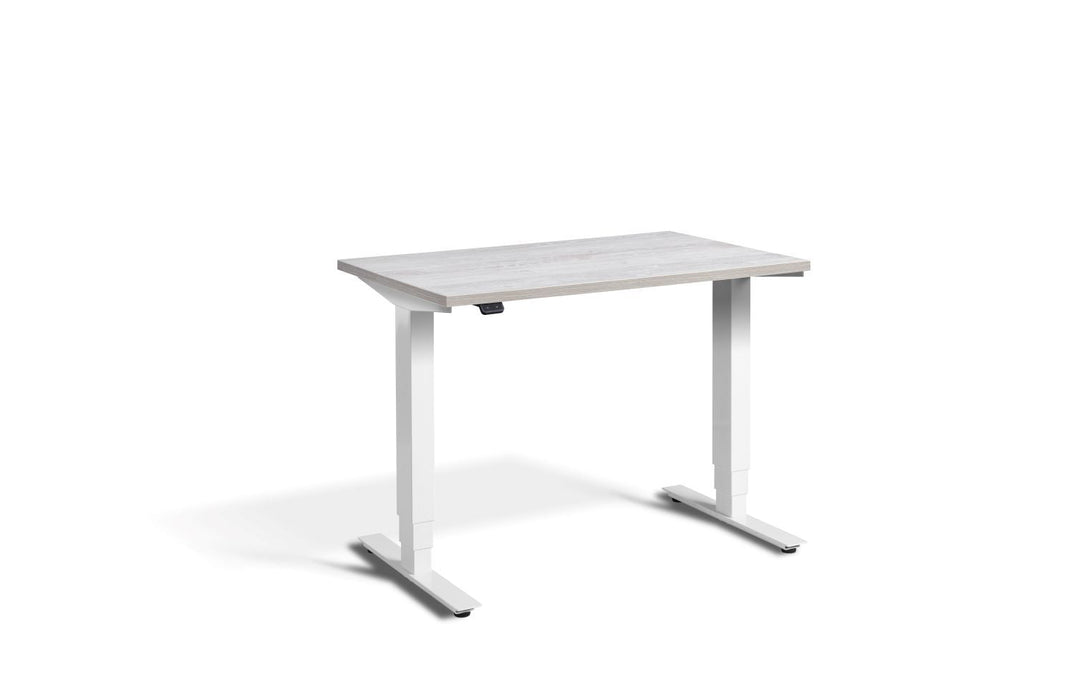 Mini Height Adjustable Desk 1000 x 600mm Desking Lavoro White Cascina Pine 