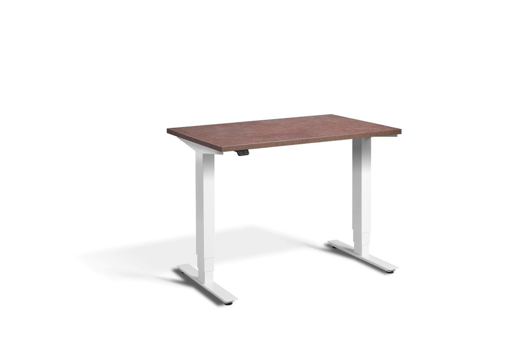 Mini Height Adjustable Desk 1000 x 600mm Desking Lavoro White Ferro Bronze 