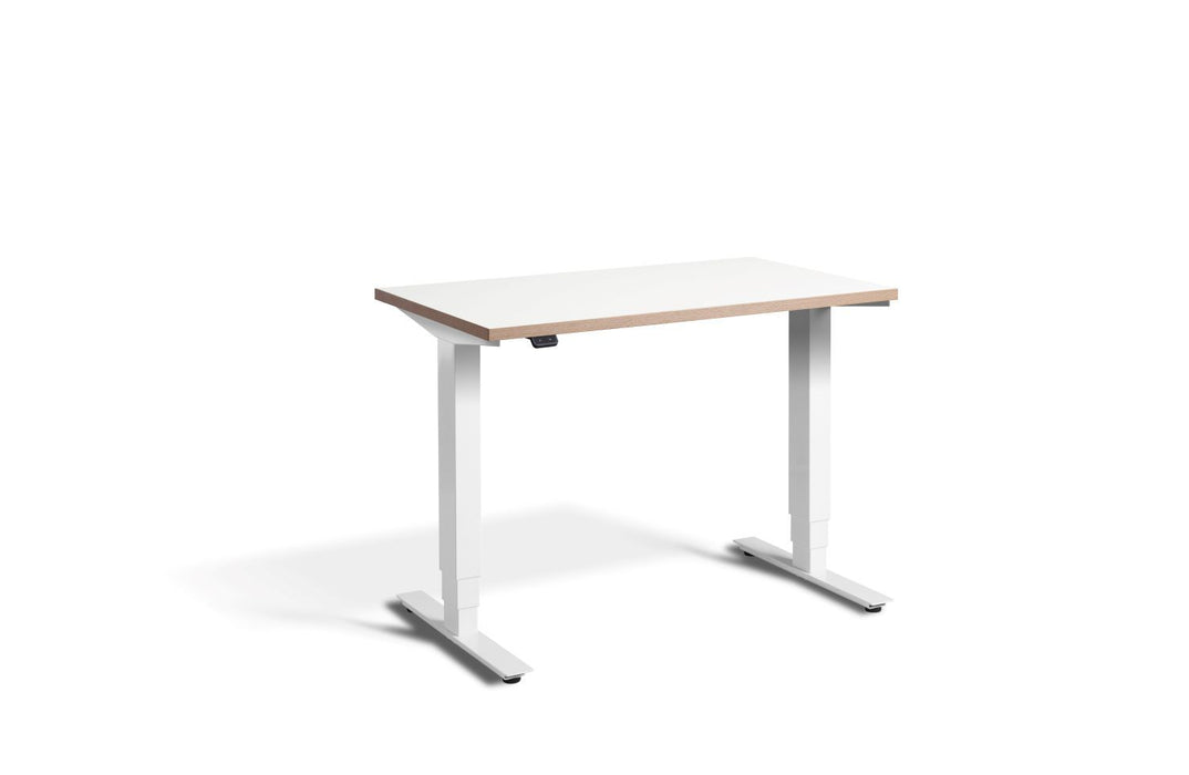 Mini Height Adjustable Desk 1000 x 600mm Desking Lavoro White White / Ply Edge 