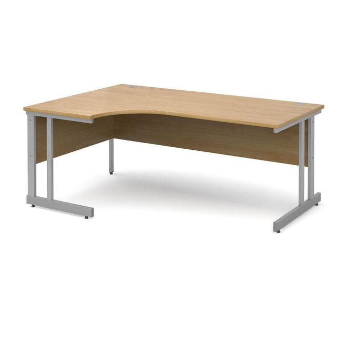 Momento left hand ergonomic office desk Desking Dams Oak 1800mm x 1200mm 