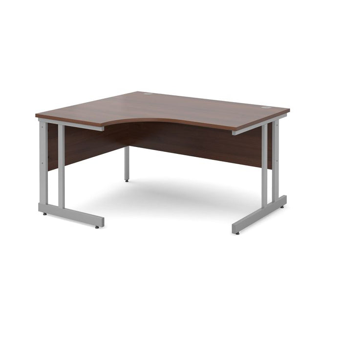 Momento left hand ergonomic office desk Desking Dams Walnut 1400mm x 1200mm 