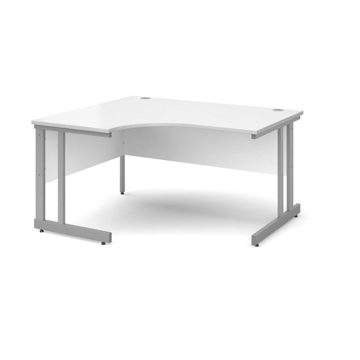 Momento left hand ergonomic office desk Desking Dams White 1400mm x 1200mm 