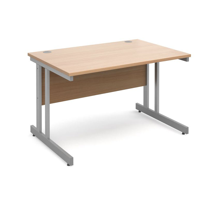 Momento rectangular office desk with silver frame Desking Dams Beech 1200mm x 800mm 