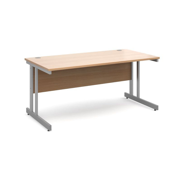 Momento rectangular office desk with silver frame Desking Dams Beech 1600mm x 800mm 