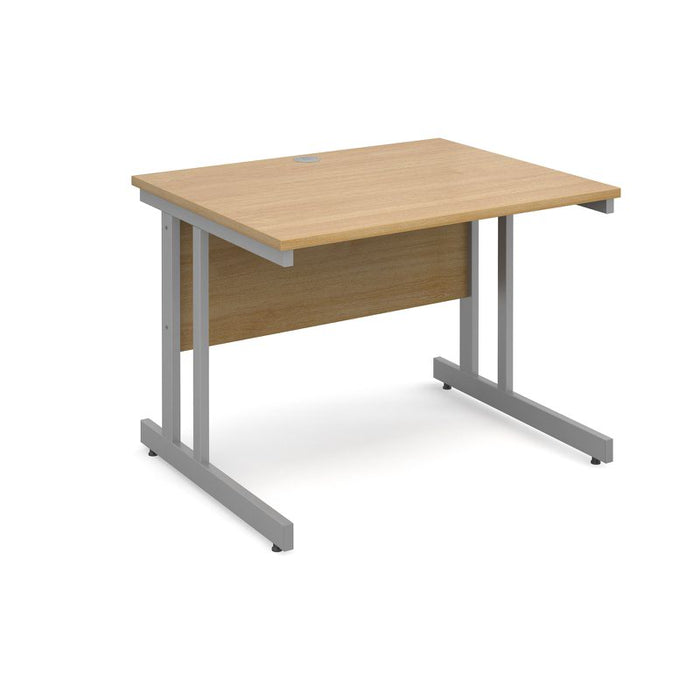 Momento rectangular office desk with silver frame Desking Dams Oak 1000mm x 800mm 