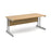 Momento rectangular office desk with silver frame Desking Dams Oak 1800mm x 800mm 