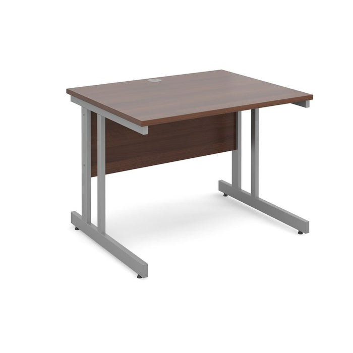 Momento rectangular office desk with silver frame Desking Dams Walnut 1000mm x 800mm 