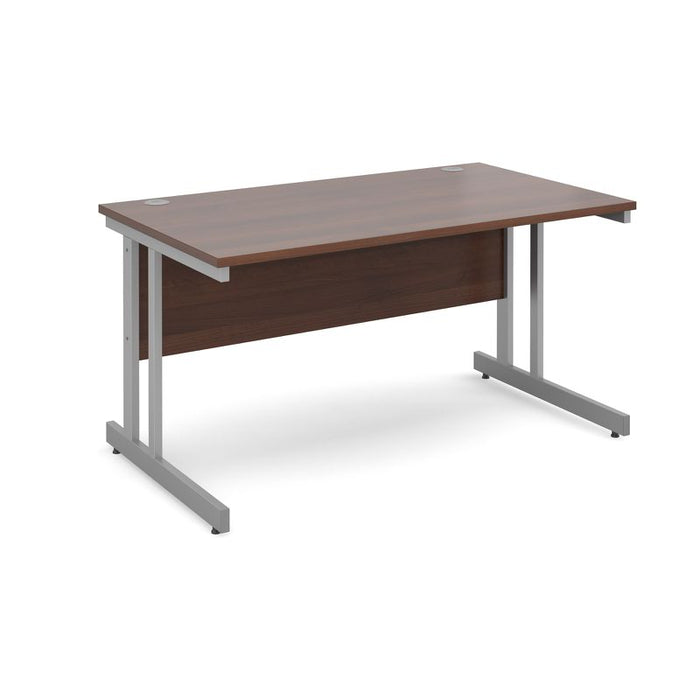 Momento rectangular office desk with silver frame Desking Dams Walnut 1400mm x 800mm 