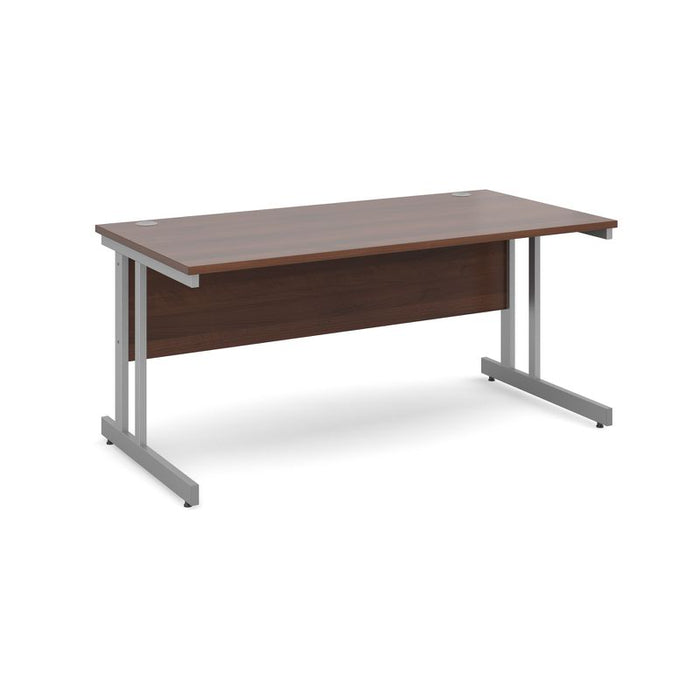 Momento rectangular office desk with silver frame Desking Dams Walnut 1600mm x 800mm 