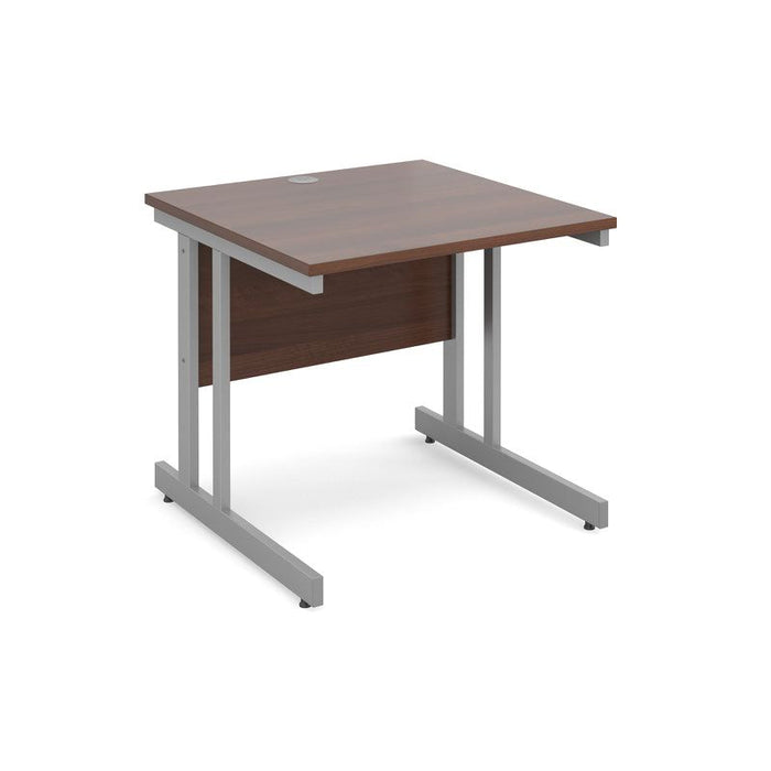 Momento rectangular office desk with silver frame Desking Dams Walnut 800mm x 800mm 