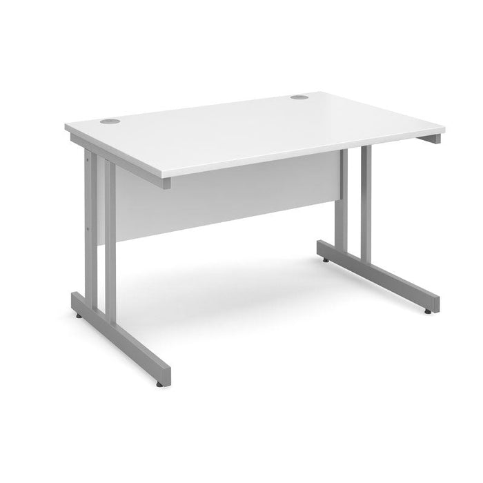 Momento rectangular office desk with silver frame Desking Dams White 1200mm x 800mm 