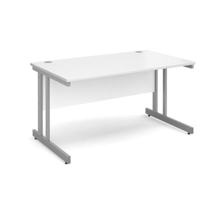 Momento rectangular office desk with silver frame Desking Dams White 1400mm x 800mm 