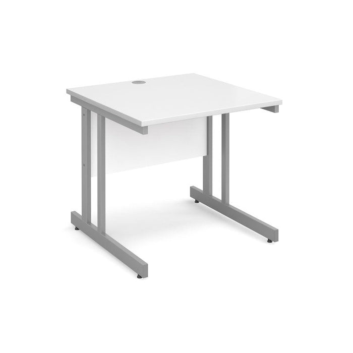 Momento rectangular office desk with silver frame Desking Dams White 800mm x 800mm 