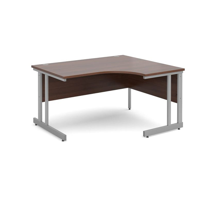 Momento right hand ergonomic office desk Desking Dams Walnut 1400mm x 1200mm 