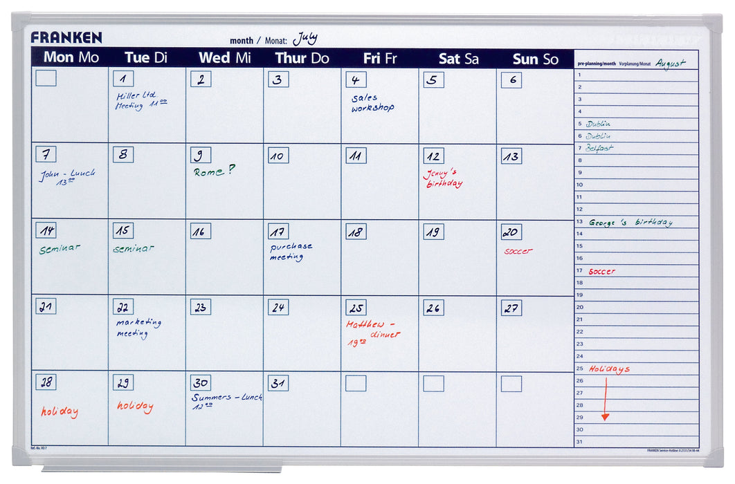 Monthly Planner Day Grid, 90 x 60cm Franken 90 x 60cm 
