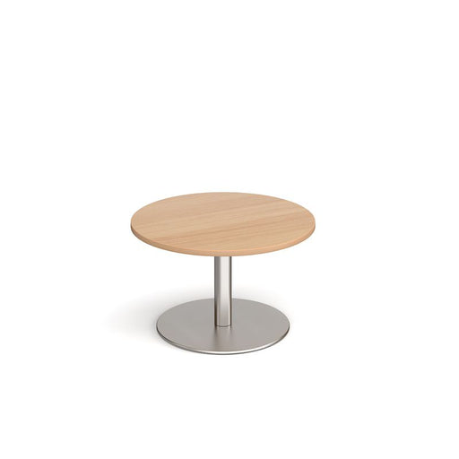 Monza circular coffee table with flat round base 800mm diameter Tables Dams Beech Brushed Steel 