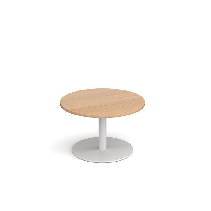 Monza circular coffee table with flat round base 800mm diameter Tables Dams Beech White 