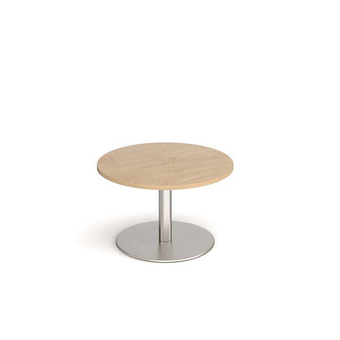 Monza circular coffee table with flat round base 800mm diameter Tables Dams Kendal Oak Brushed Steel 