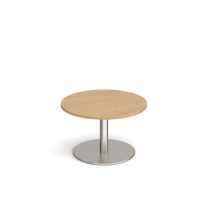 Monza circular coffee table with flat round base 800mm diameter Tables Dams Oak Brushed Steel 