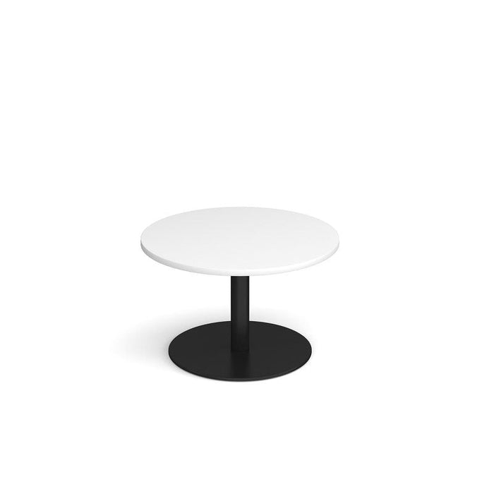 Monza circular coffee table with flat round base 800mm diameter Tables Dams White Black 