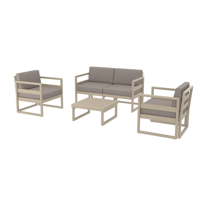 Mykonos Lounge Set Outdoor Furniture zaptrading Taupe with Light Brown Cushsions 