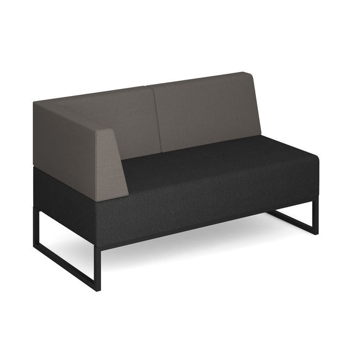 Nera modular soft seating double bench with back and left arm black frame Soft Seating Dams Elapse Grey/Forecast Grey 