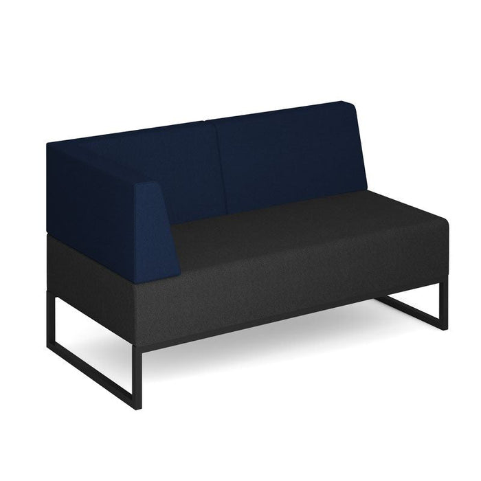 Nera modular soft seating double bench with back and left arm black frame Soft Seating Dams Elapse Grey/Maturity Blue 