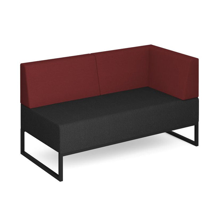 Nera modular soft seating double bench with back and right arm black frame Soft Seating Dams Elapse Grey/Extent Red 