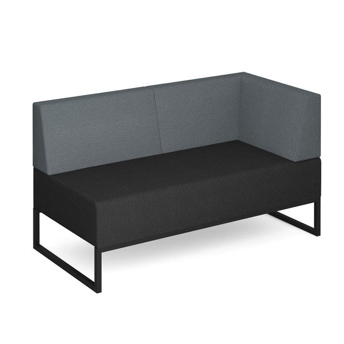 Nera modular soft seating double bench with back and right arm black frame Soft Seating Dams Elapse Grey/Late Grey 